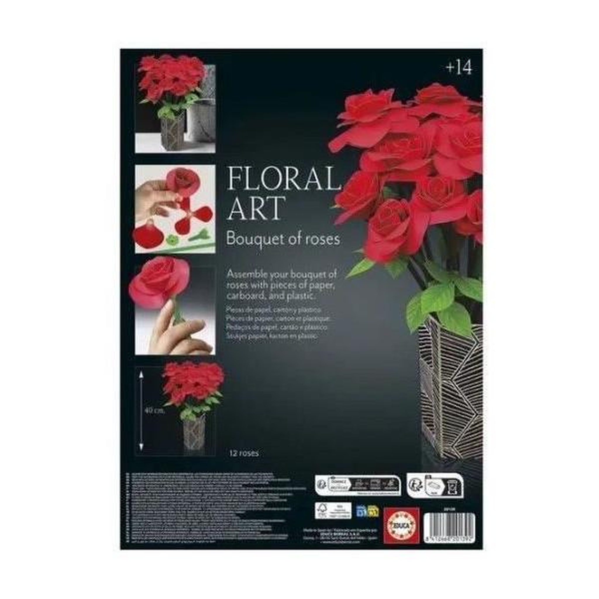 Voir la diapositive 4 : EDUCA Kit créatif - EDUCA - Floral Art Bouquet de Roses - Création de roses en papier sans colle - Des 14 ans
