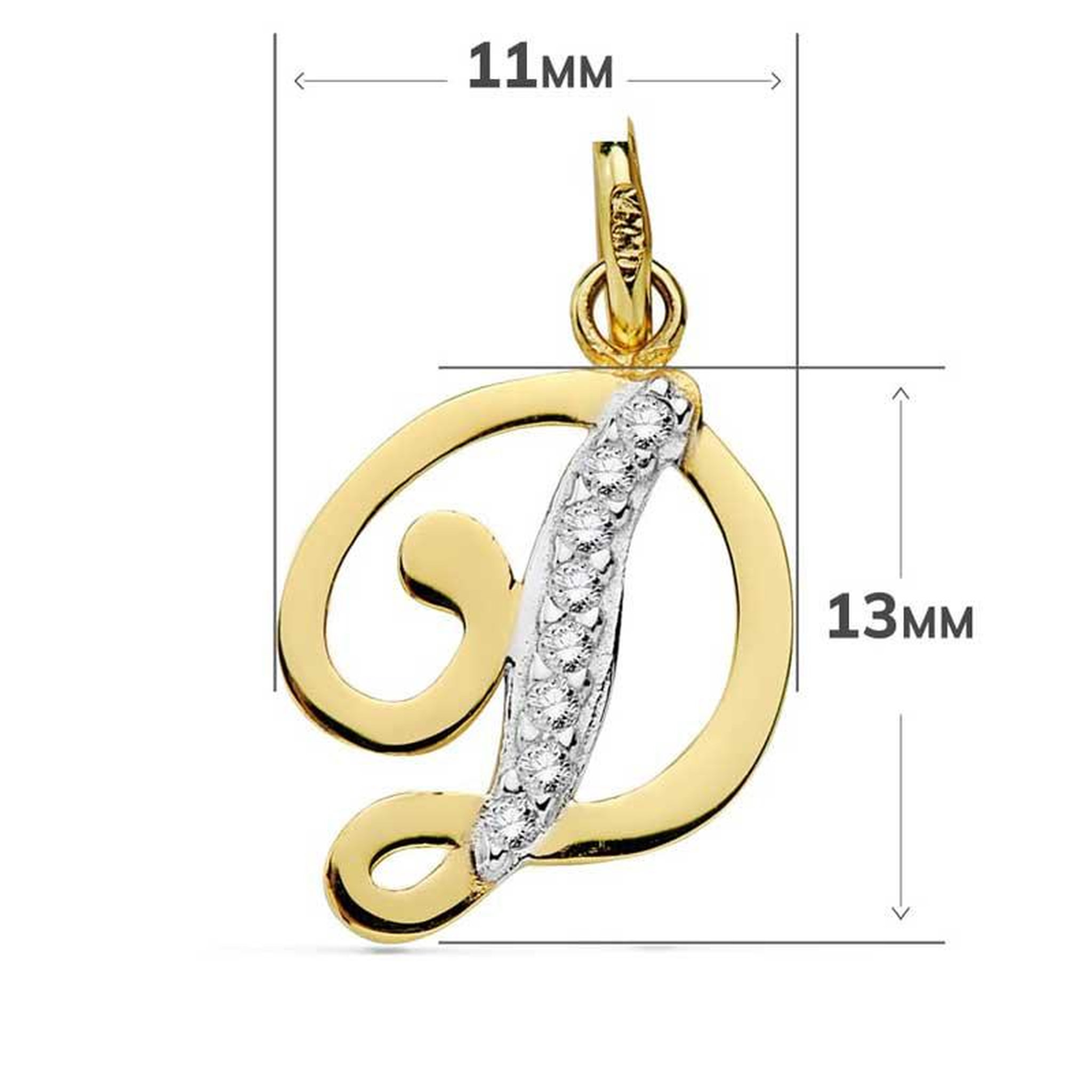 Voir la diapositive 3 : L'ATELIER D'AZUR Pendentif Or 18 Carats 750 Jaune Serti de Zirconiums - Initiale Lettre  D  - Chaine Offerte