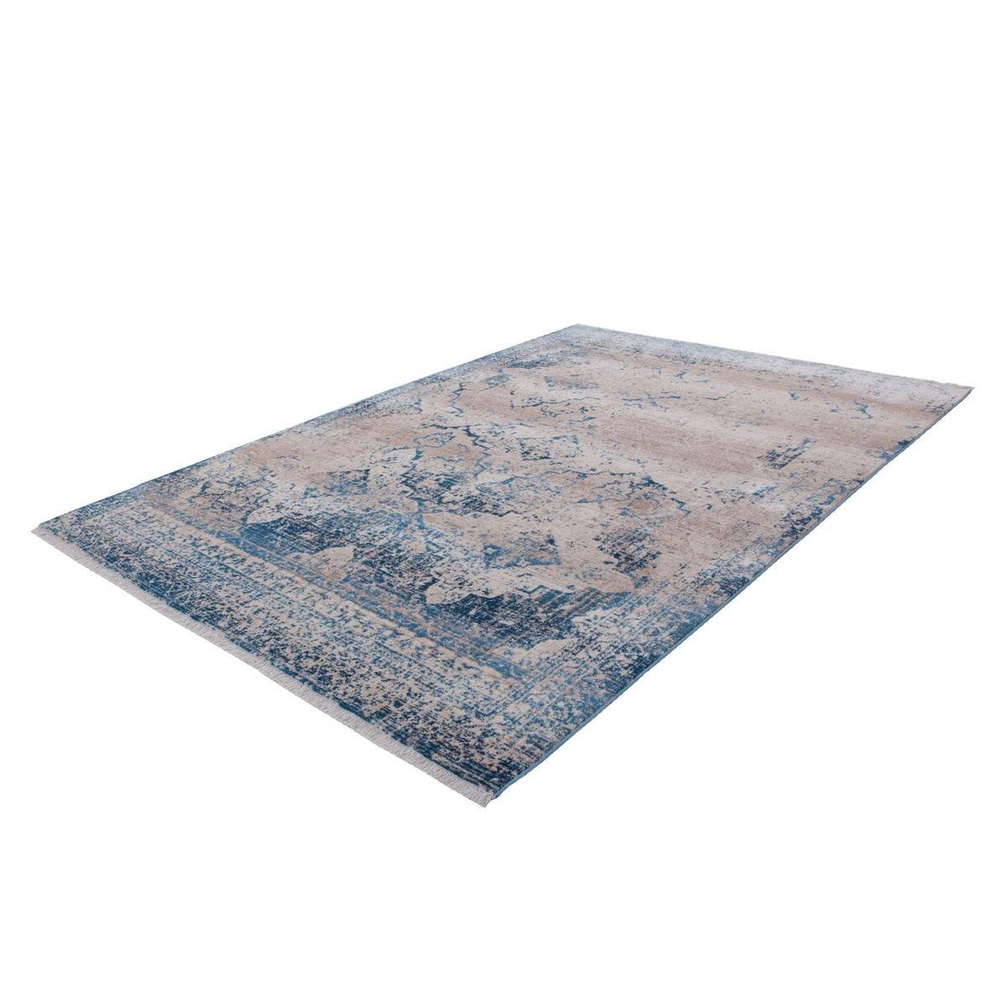 Voir la diapositive 4 : Paris Prix Tapis Imprimé Tissé à la Main  Antigua  Crème & Bleu