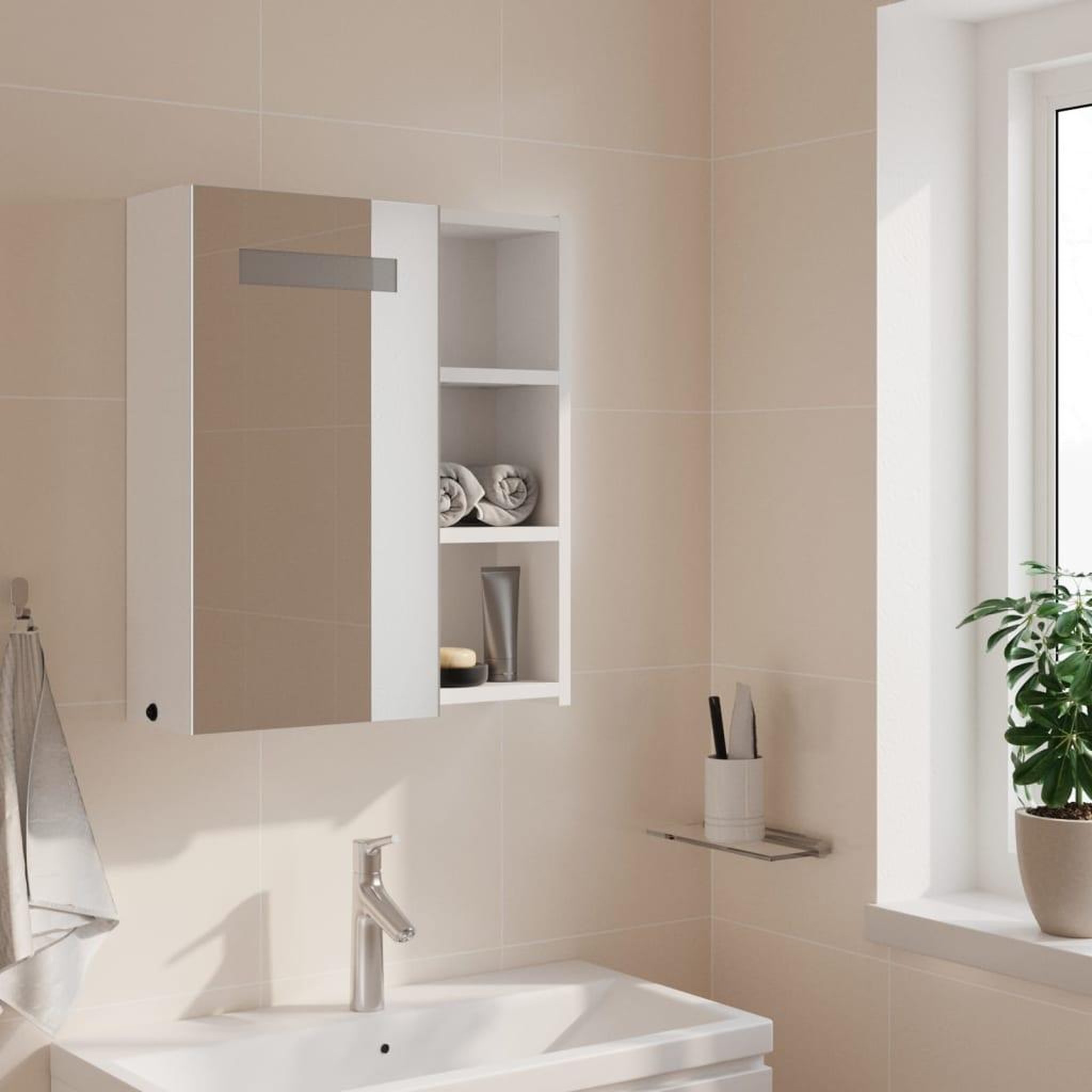 Voir la diapositive 3 : VIDAXL Armoire de salle de bain a miroir avec LED blanc 45x13x52 cm