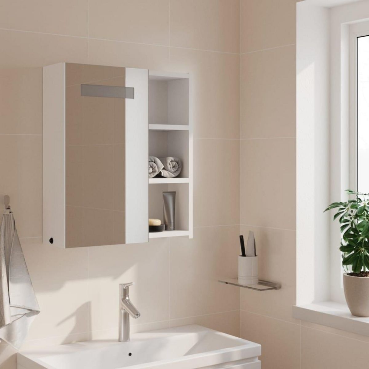 VIDAXL Armoire de salle de bain a miroir avec LED blanc 45x13x52 cm