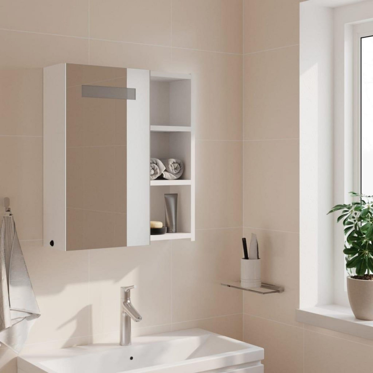 VIDAXL Armoire de salle de bain a miroir avec LED blanc 45x13x52 cm