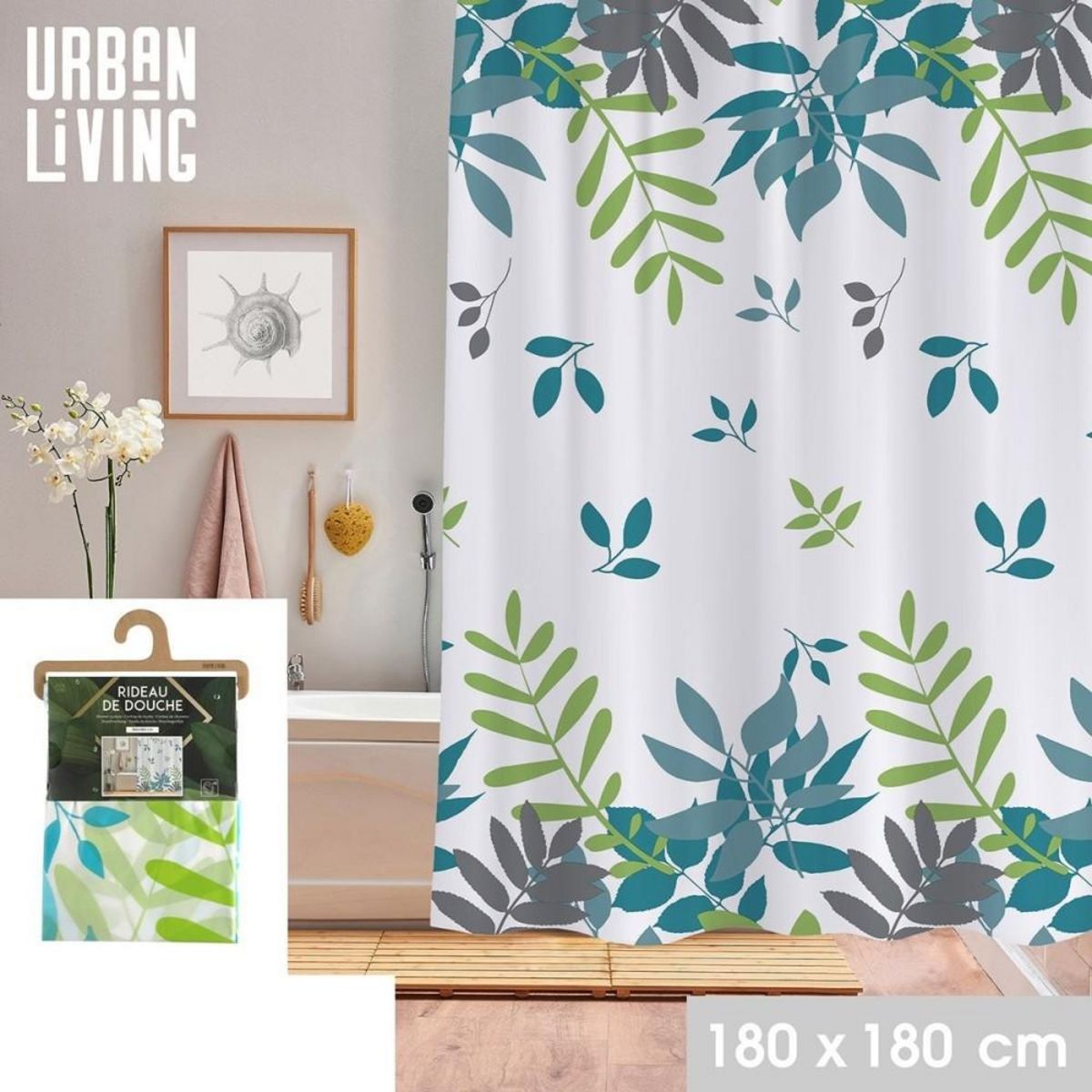 FORNORD Rideau de douche 180x180 cm Late summer