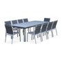 SWEEEK Salon de jardin table extensible - Odenton  - Grande table en aluminium 235/335cm et 10 assises en textilène