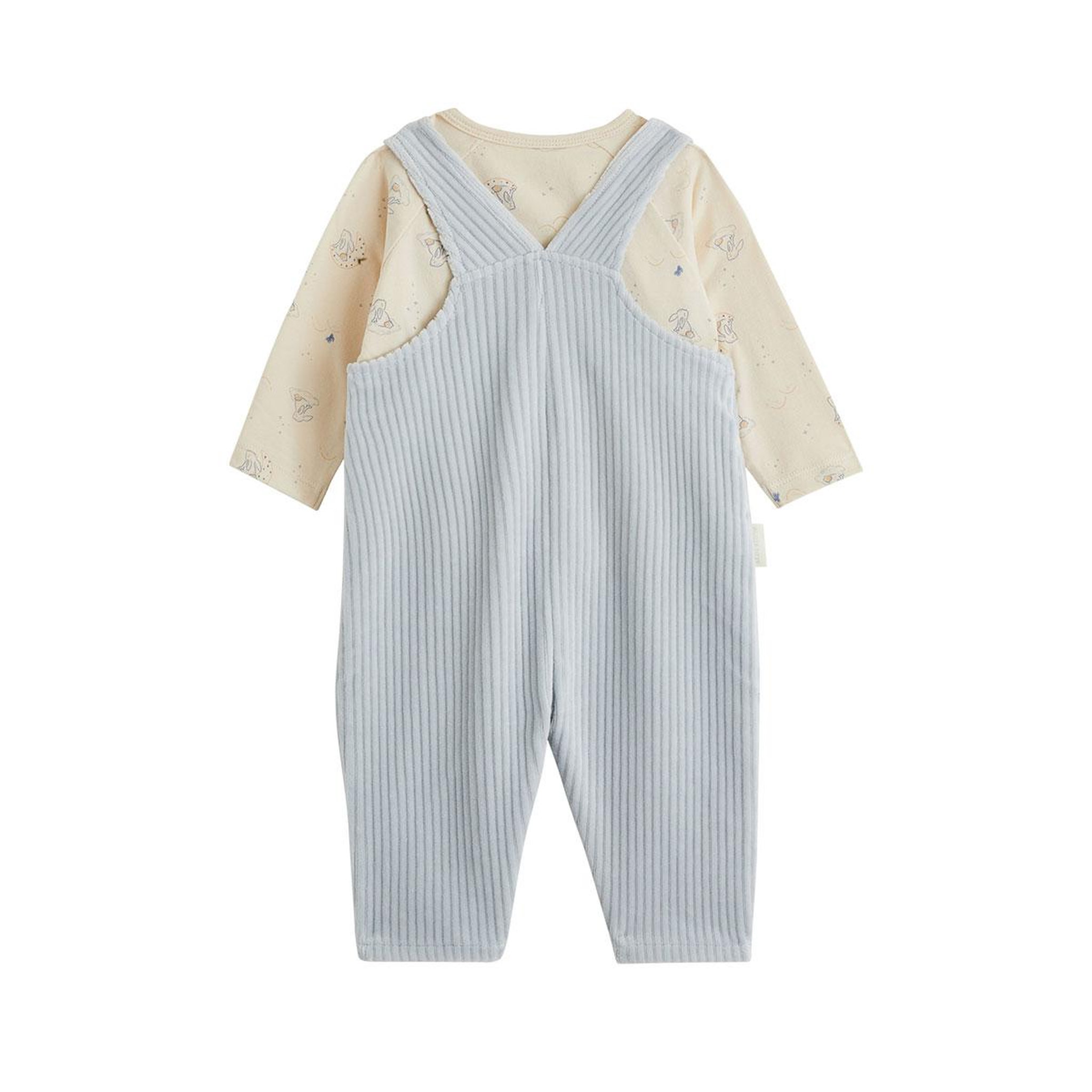 Voir la diapositive 2 : PETIT BEGUIN Ensemble salopette bébé en velours et t-shirt voix lactée