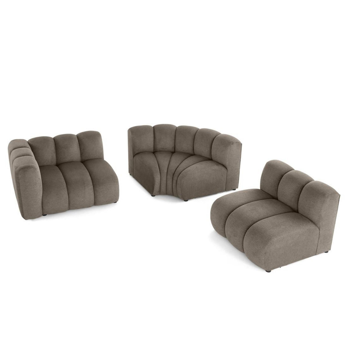 LISA DESIGN Debbie - canapé modulable d'angle droit 4 places avec accoudoir en tissu texturé