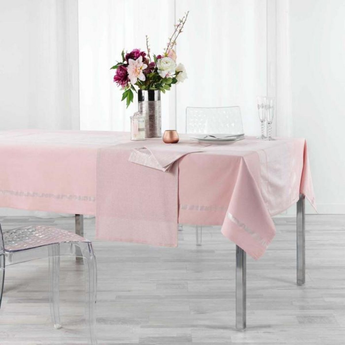Paris Prix Lot de 3 Serviettes de Table  Elegancia  40x40cm Rose