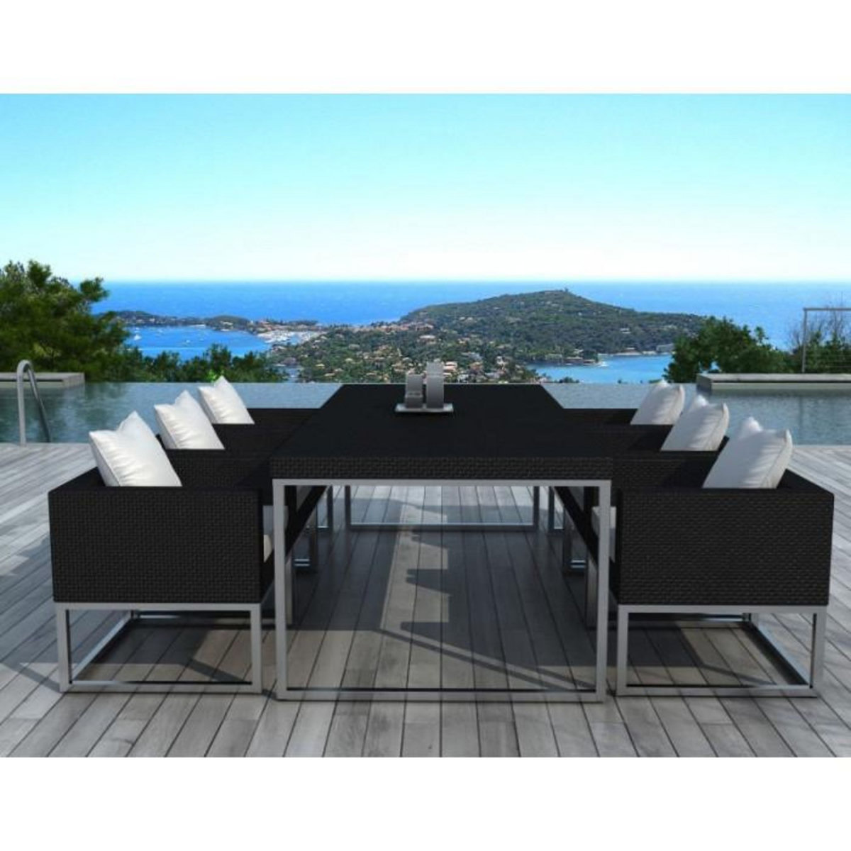 Paris Prix Table & 6 Fauteuils de Jardin  Bali  200cm Noir