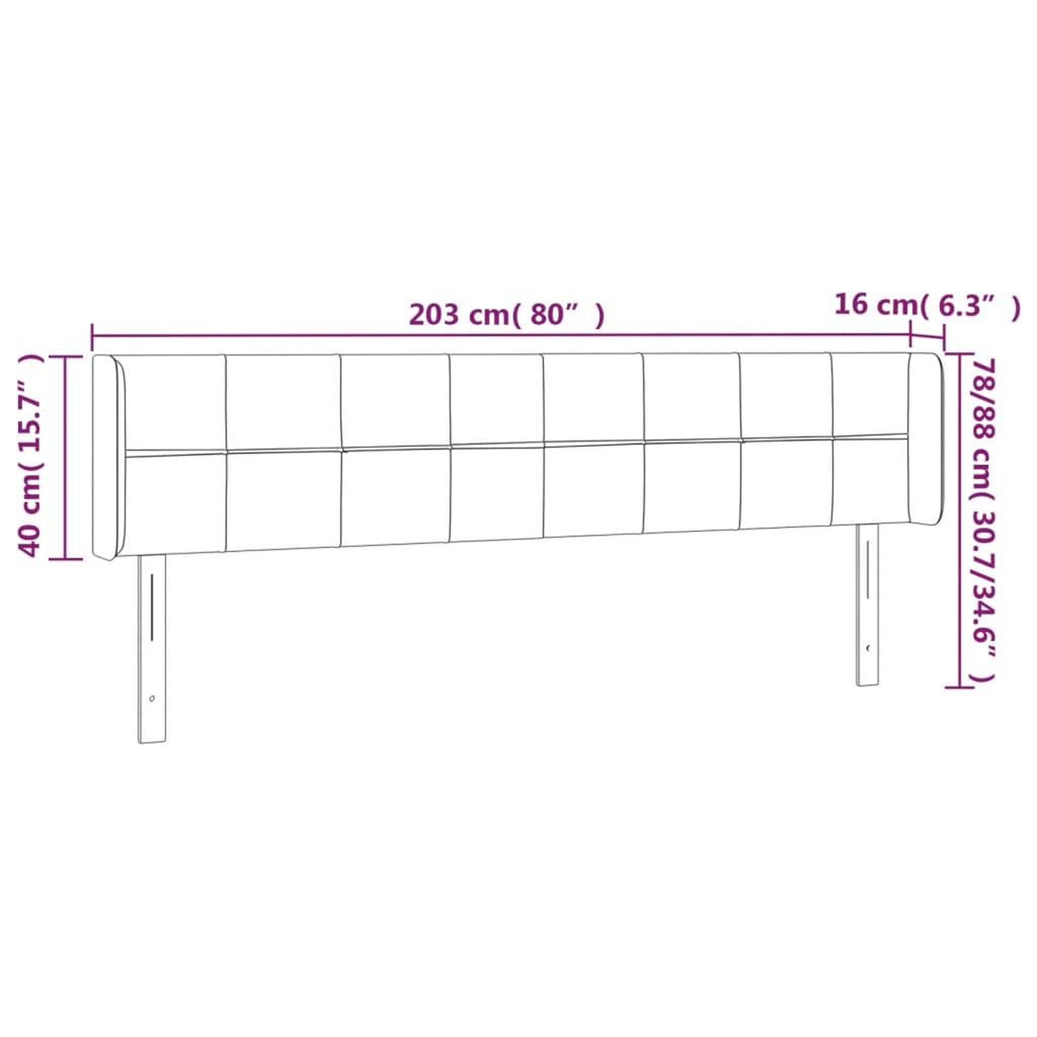 Voir la diapositive 6 : VIDAXL Tete de lit avec oreilles Gris clair 203x16x78/88 cm Velours