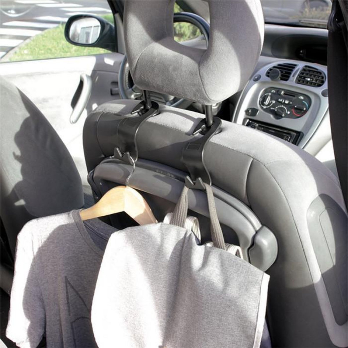 Paris Prix Lot de 2 Crochets de Rangement  Voiture  8cm Noir