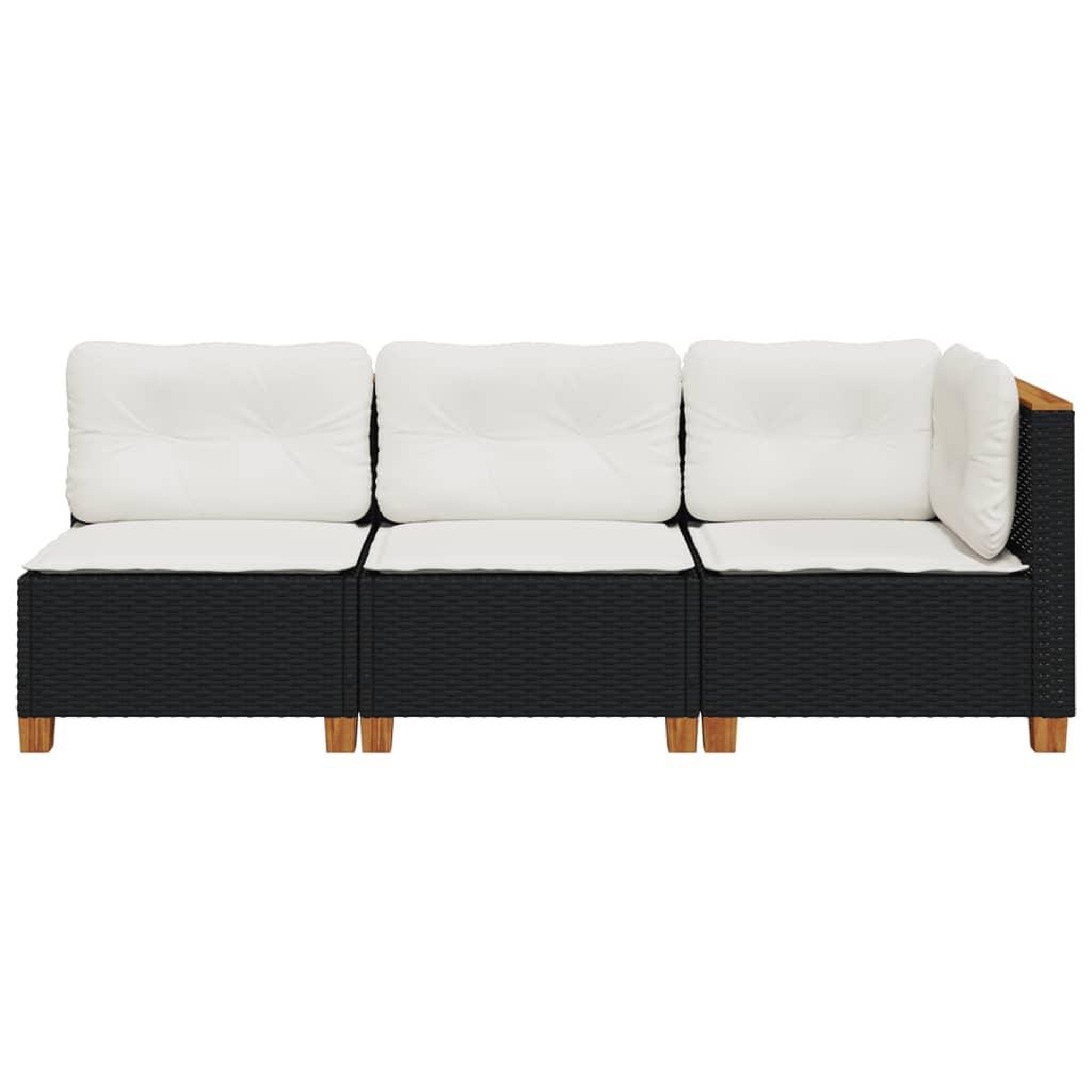 Voir la diapositive 4 : VIDAXL Canape de jardin avec coussins 3 places noir resine tressee