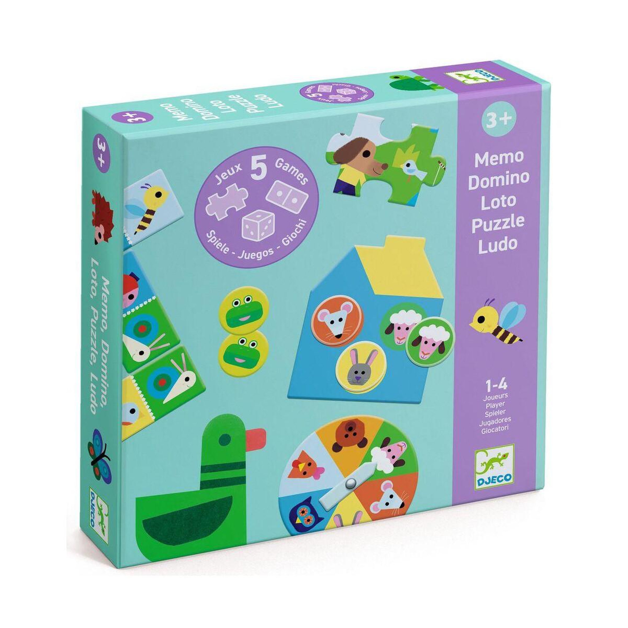 Djeco MEMO, LOTO, DOMINO - A la ferme - 5 JEUX