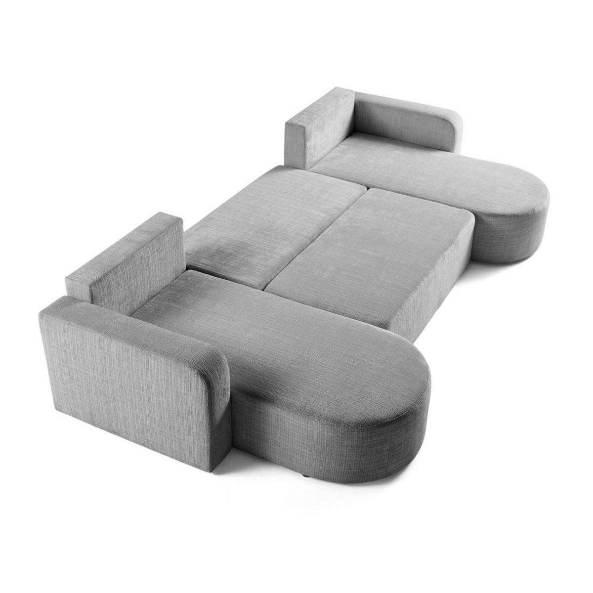 BEST MOBILIER Miro - canapé panoramique en u 7 places - convertible avec coffre - en velours texturé