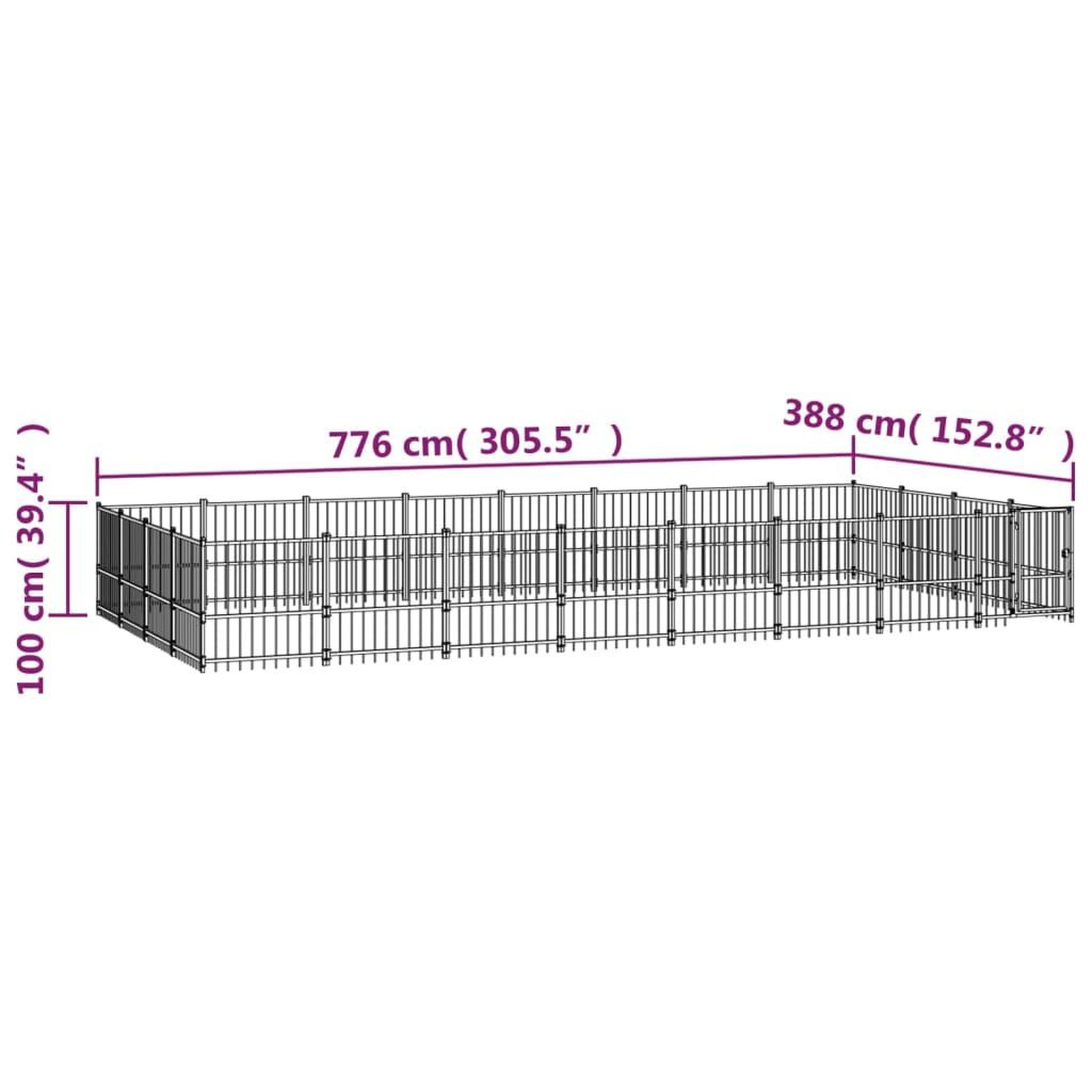 Voir la diapositive 6 : VIDAXL Chenil d'exterieur pour chiens Acier 30,11 m²