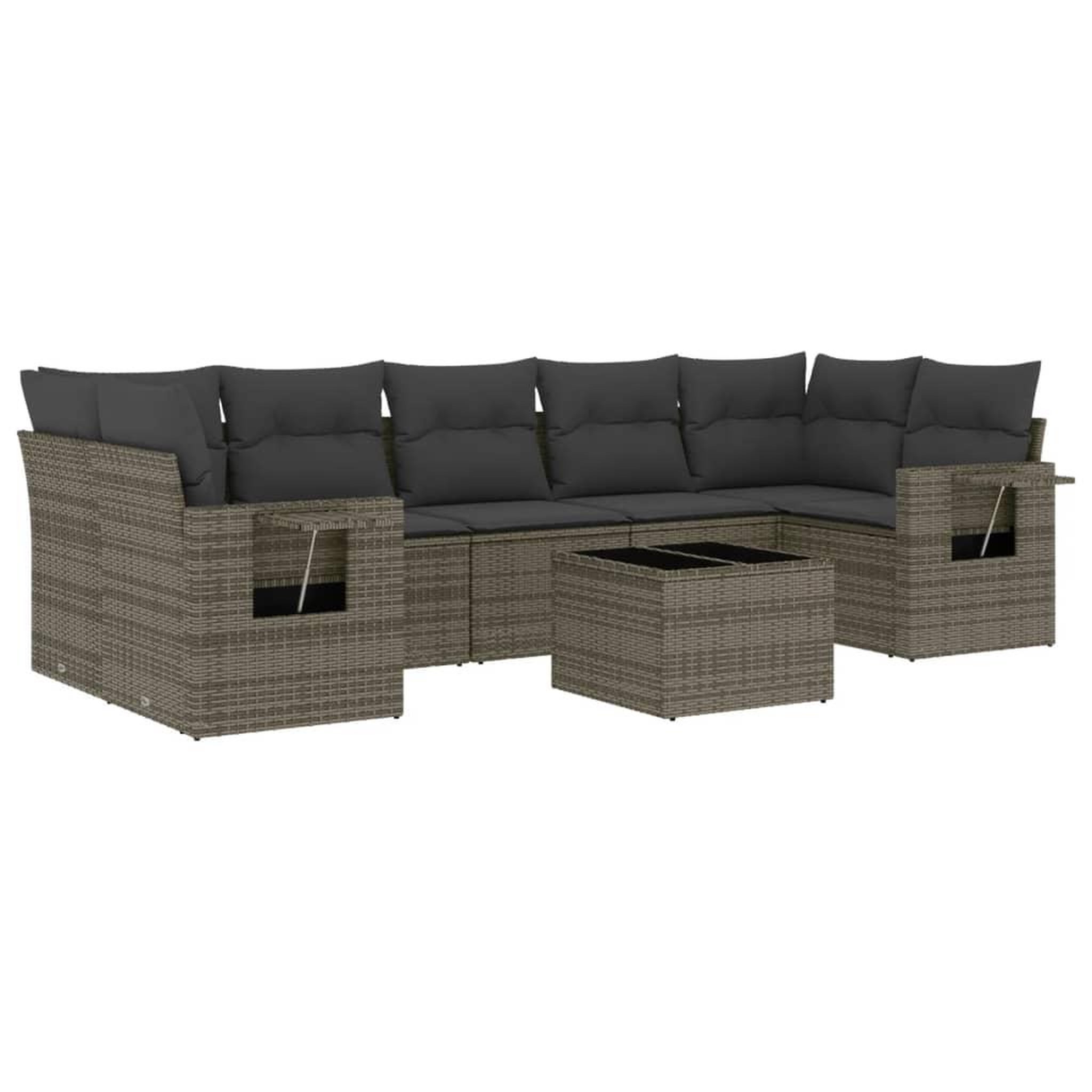 Voir la diapositive 2 : VIDAXL Salon de jardin 8 pcs avec coussins gris resine tressee
