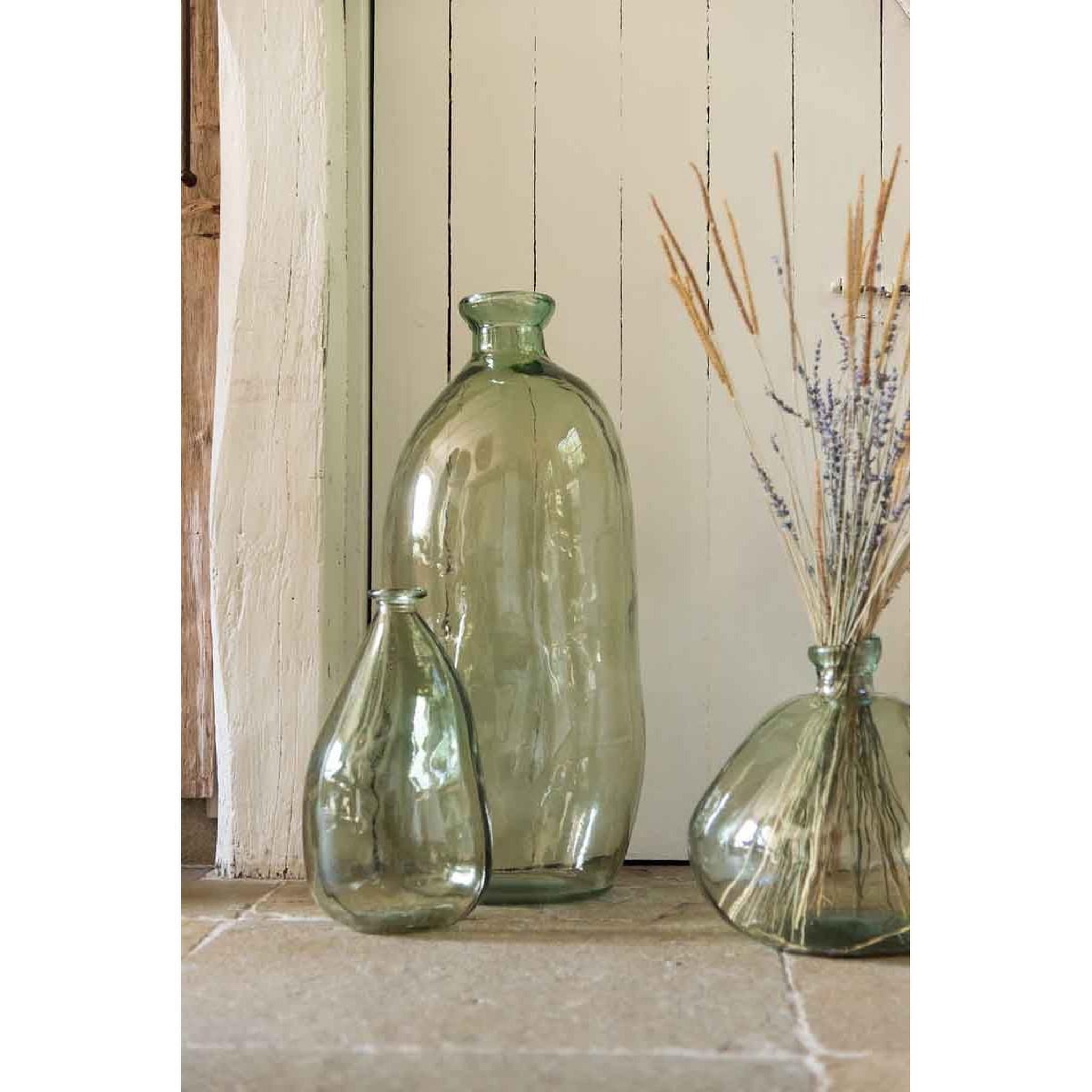 Voir la diapositive 2 : J-LINE Vase rond design en verre  laura  33cm vert