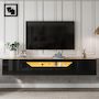 Voir la diapositive 2 : MERAX Meuble tv naturel+noir 180cm led panneau de particules