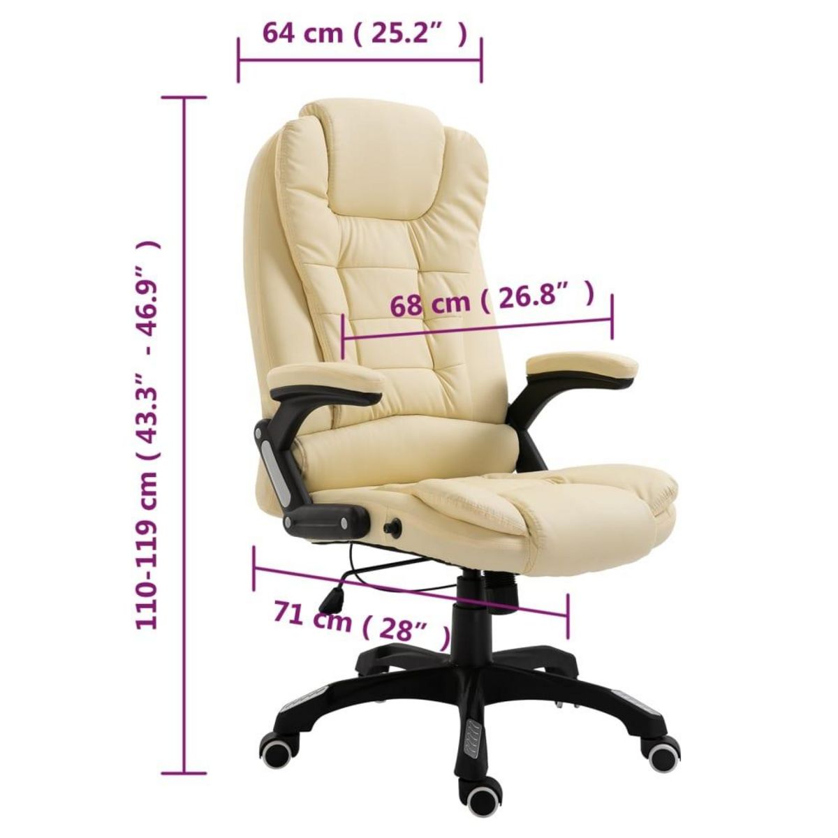 VIDAXL Chaise de bureau Creme Similicuir