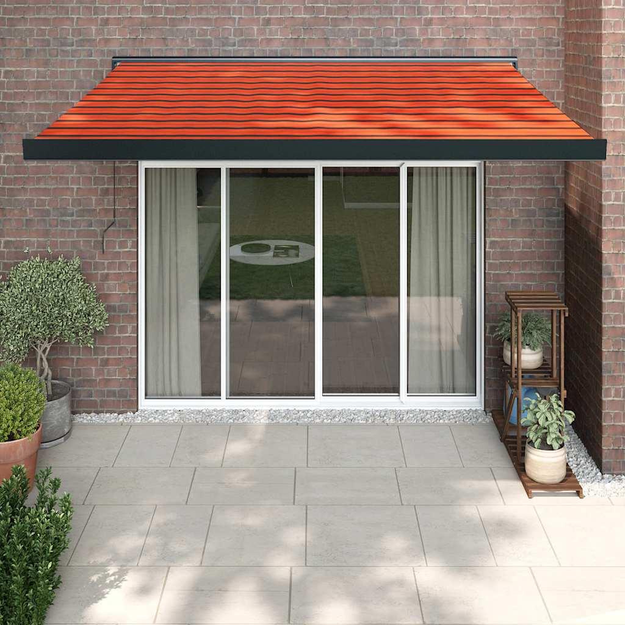 VIDAXL Auvent retractable orange et marron 3,5x2,5m tissu et aluminium