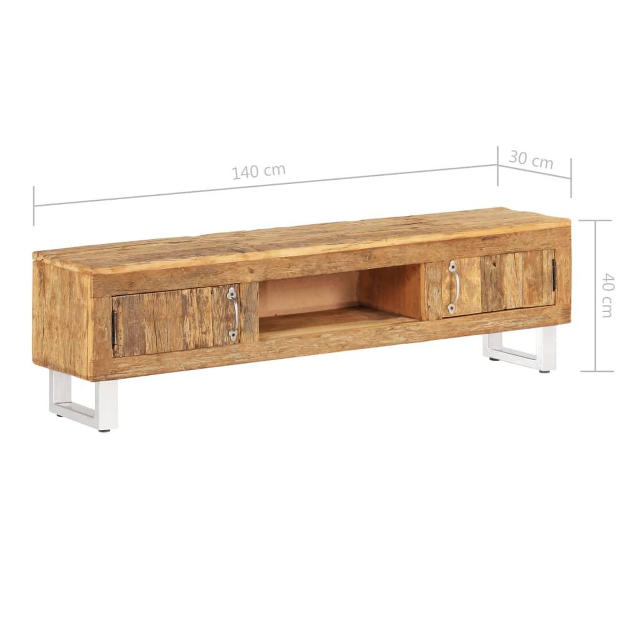 Voir la diapositive 6 : VIDAXL Meuble TV Bois de recuperation massif 140x30x40 cm