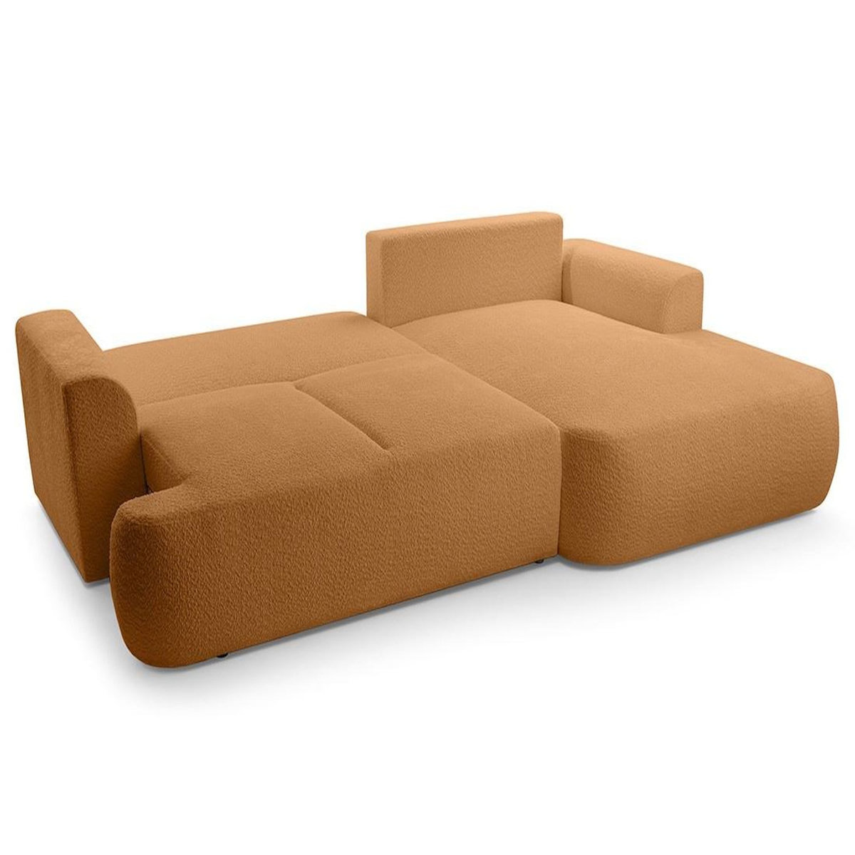 BEST MOBILIER Candela - canapé d'angle droit 4 places - convertible avec coffre - en tissu bouclette