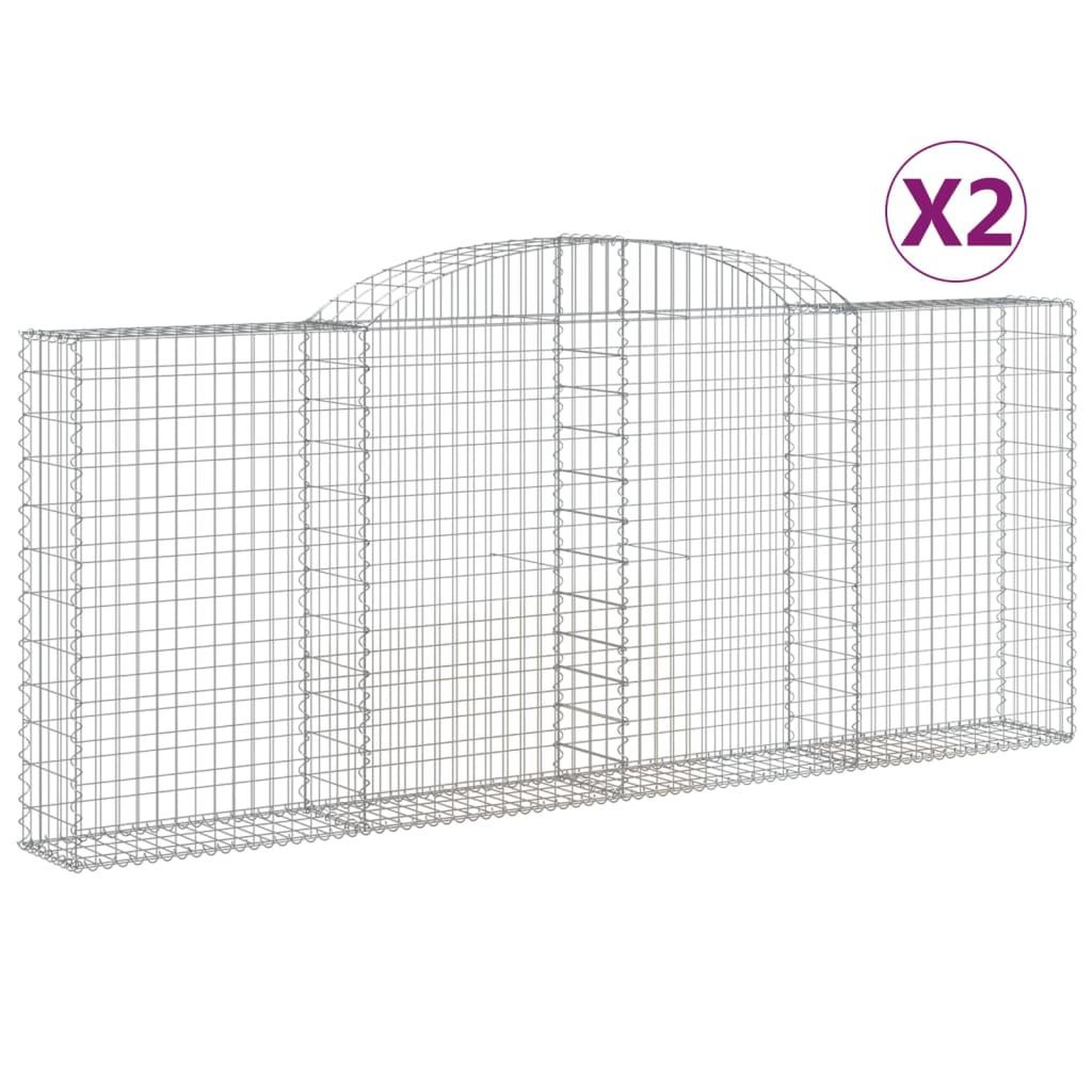 Voir la diapositive 2 : VIDAXL Paniers a gabions arques 2 pcs 300x30x120/140 cm fer galvanise