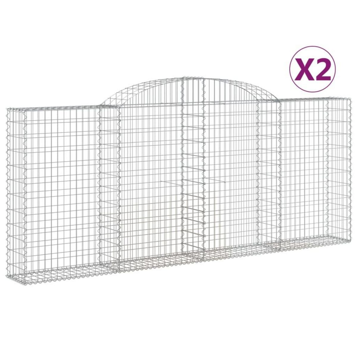 VIDAXL Paniers a gabions arques 2 pcs 300x30x120/140 cm fer galvanise