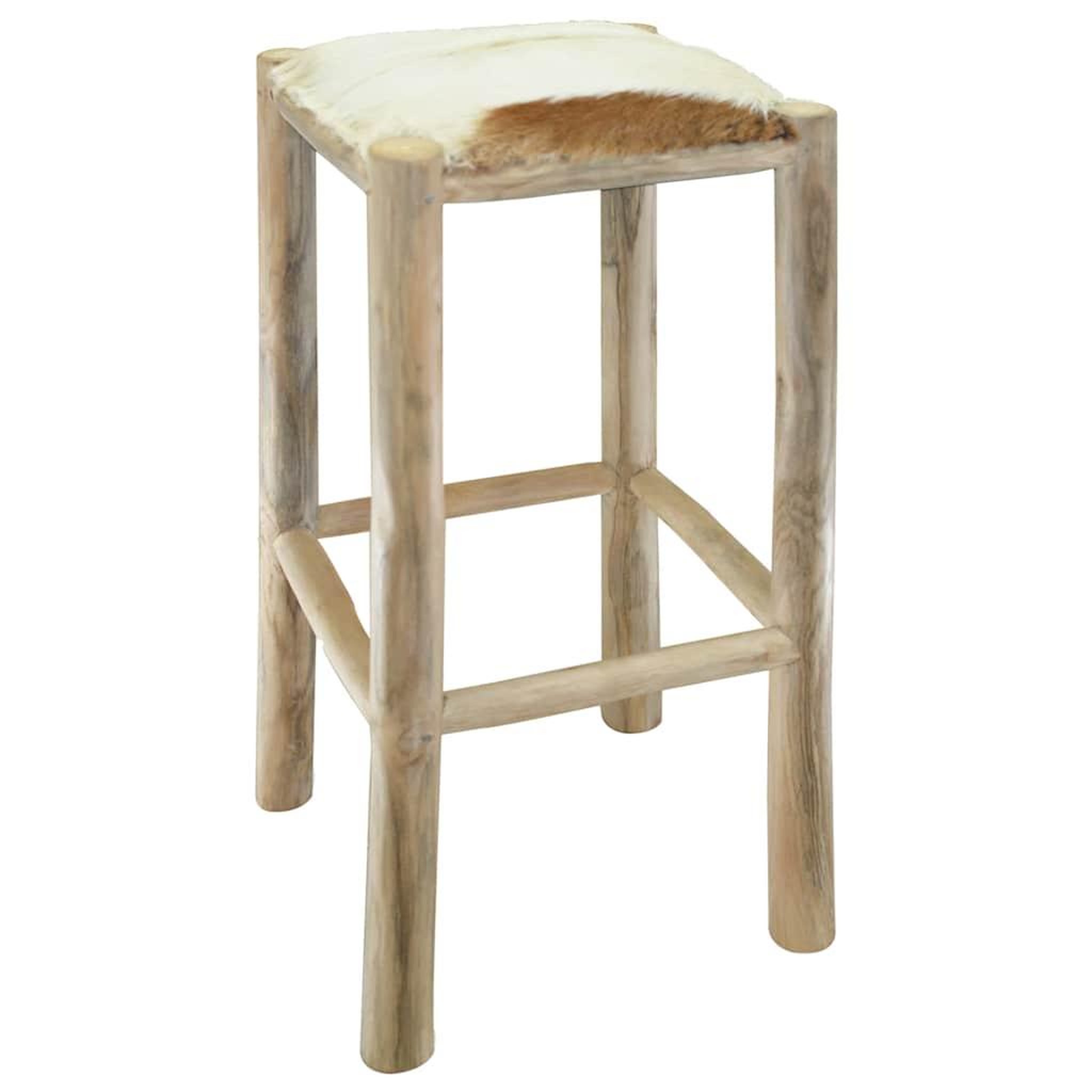 Voir la diapositive 2 : VIDAXL Tabouret de bar cuir de chevre et bois de teck solide