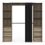 Voir la diapositive 3 : ID MARKET Dressing extensible double MERYL 120/180 cm hêtre avec 6 tiroirs + étagères + double penderie + rideau noir