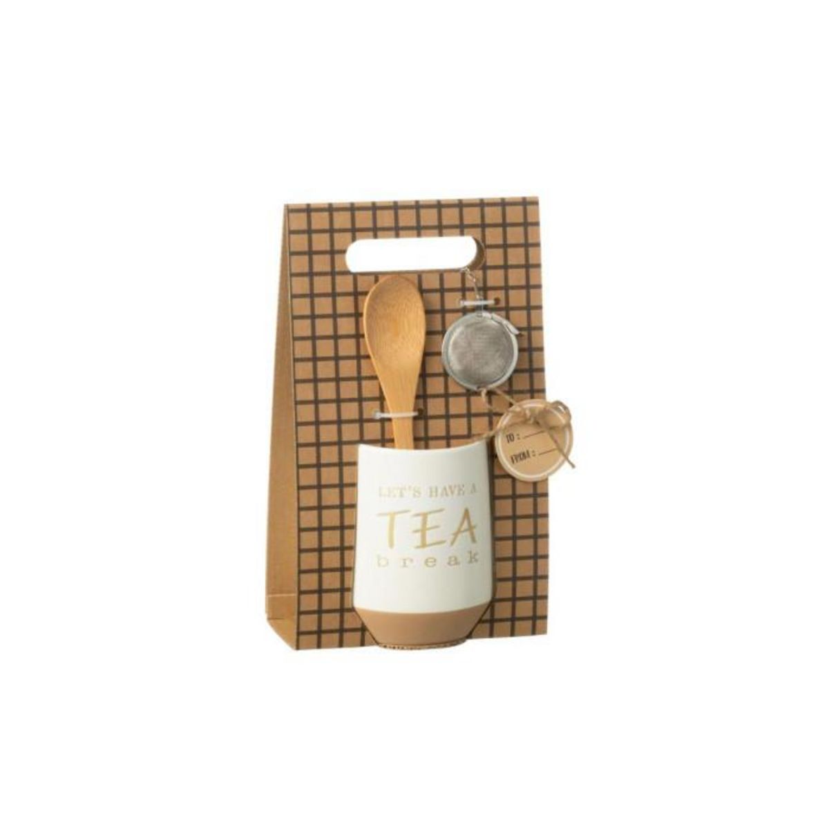 Paris Prix Tasse Avec cuillère et Boule à Thé  Tea Break  23cm Blanc