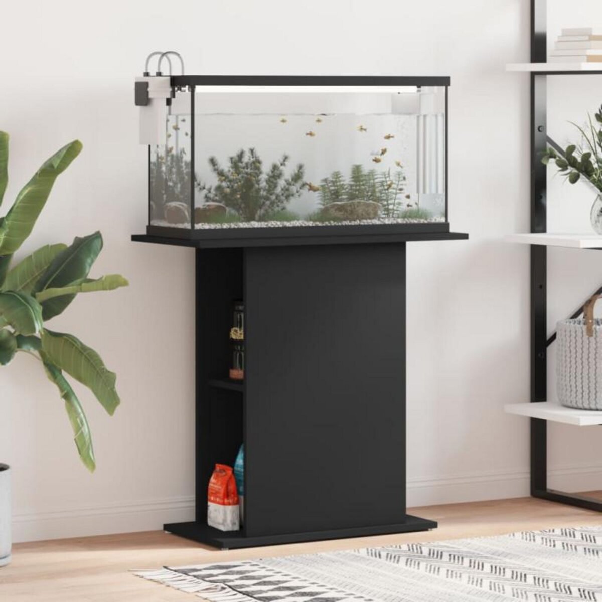 VIDAXL Support pour aquarium noir 75x36x72,5 cm bois d ingénierie