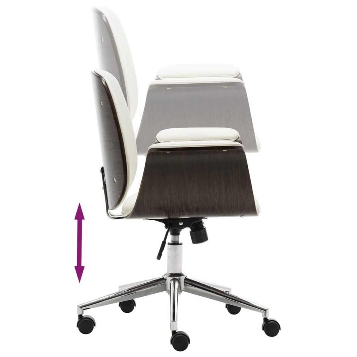 VIDAXL Chaise de bureau Blanc Bois courbe et similicuir