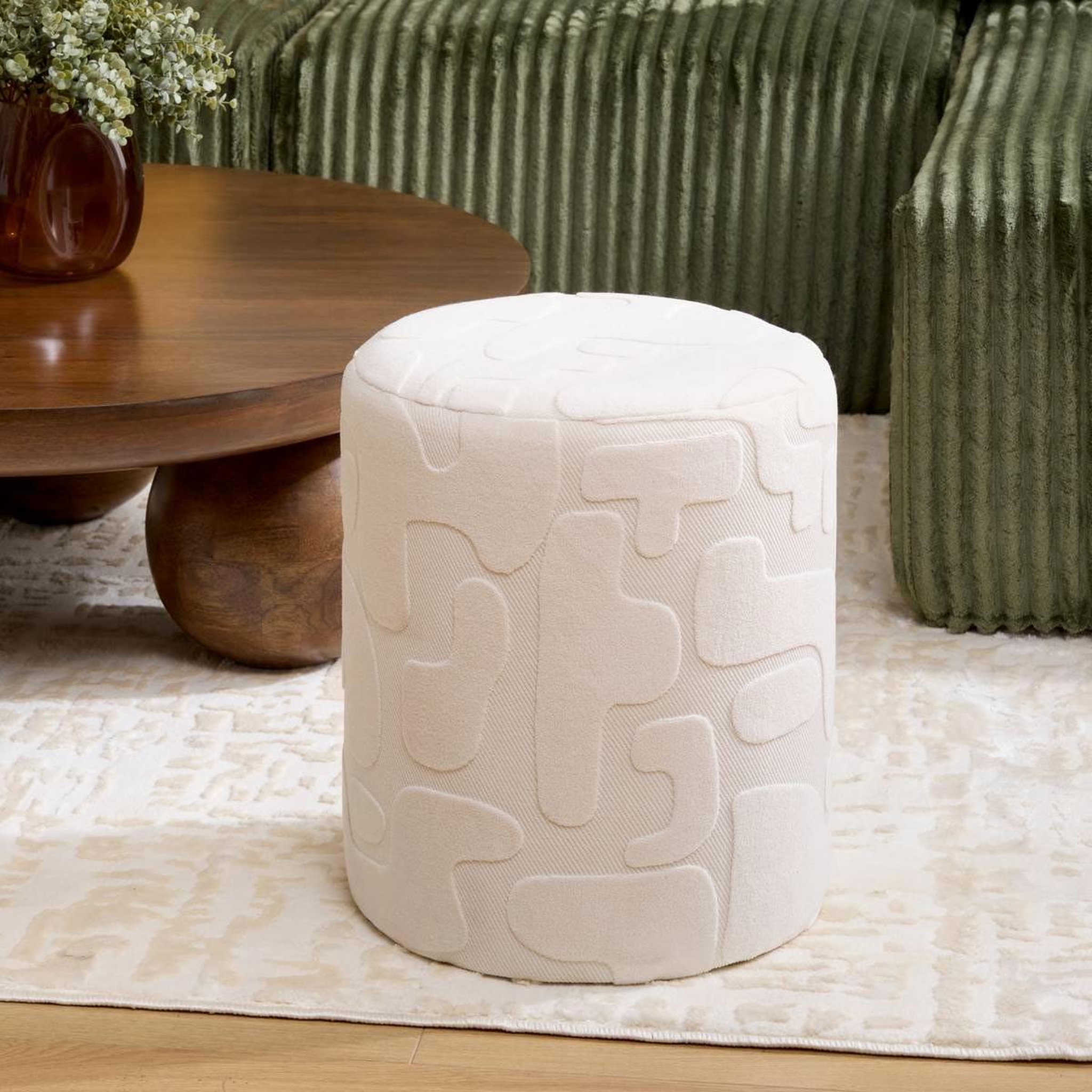 Voir la diapositive 2 : ATMOSPHERA Pouf rond décorateur  delor  40cm blanc