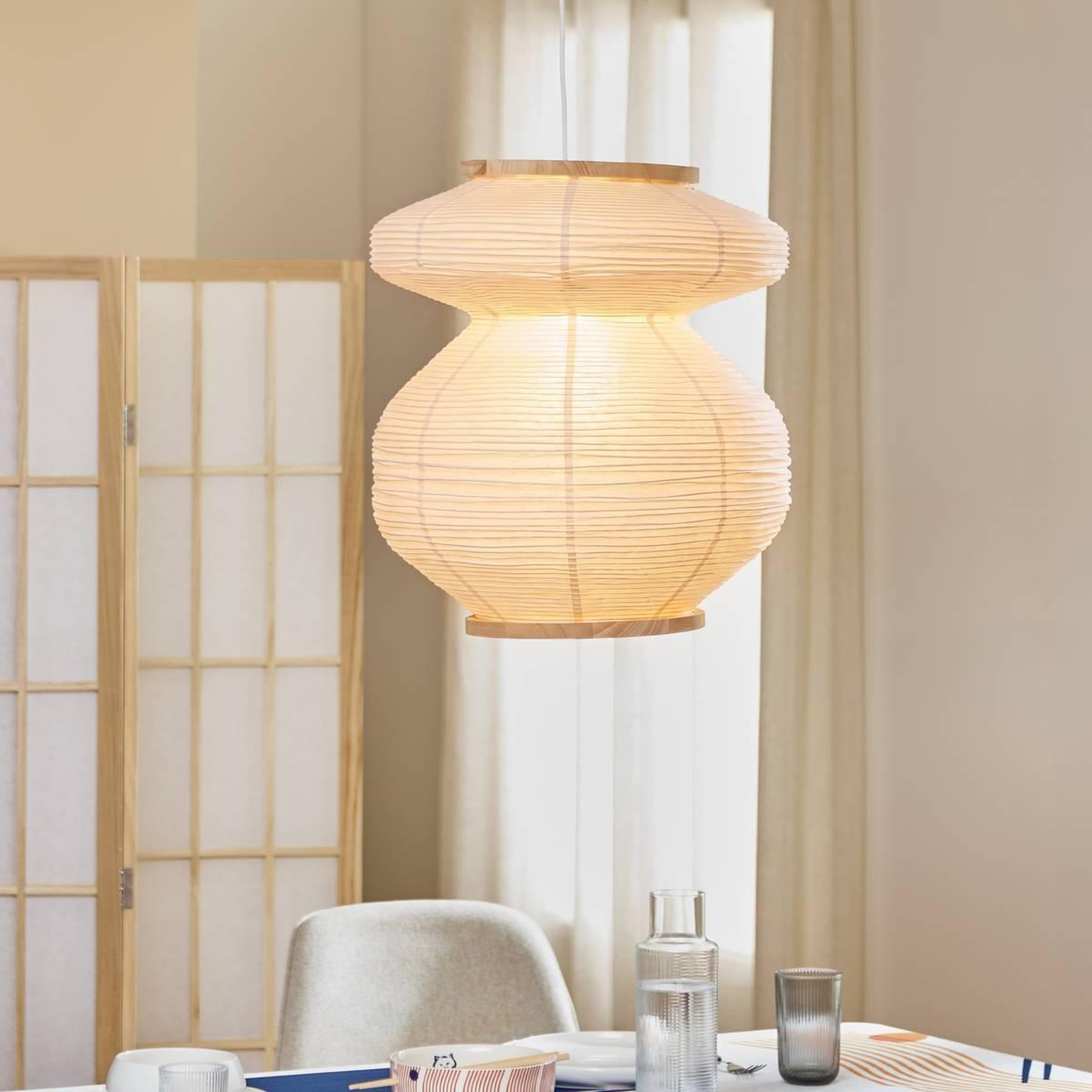Voir la diapositive 6 : ATMOSPHERA Lampe suspension en papier  nika  45cm blanc