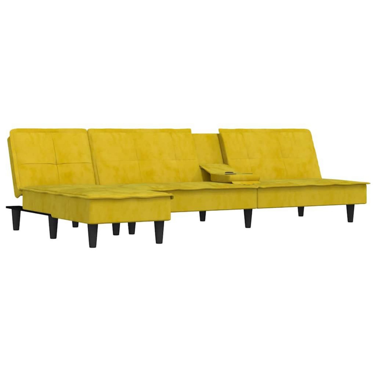 VIDAXL Canape-lit en forme de L jaune 255x140x70 cm velours