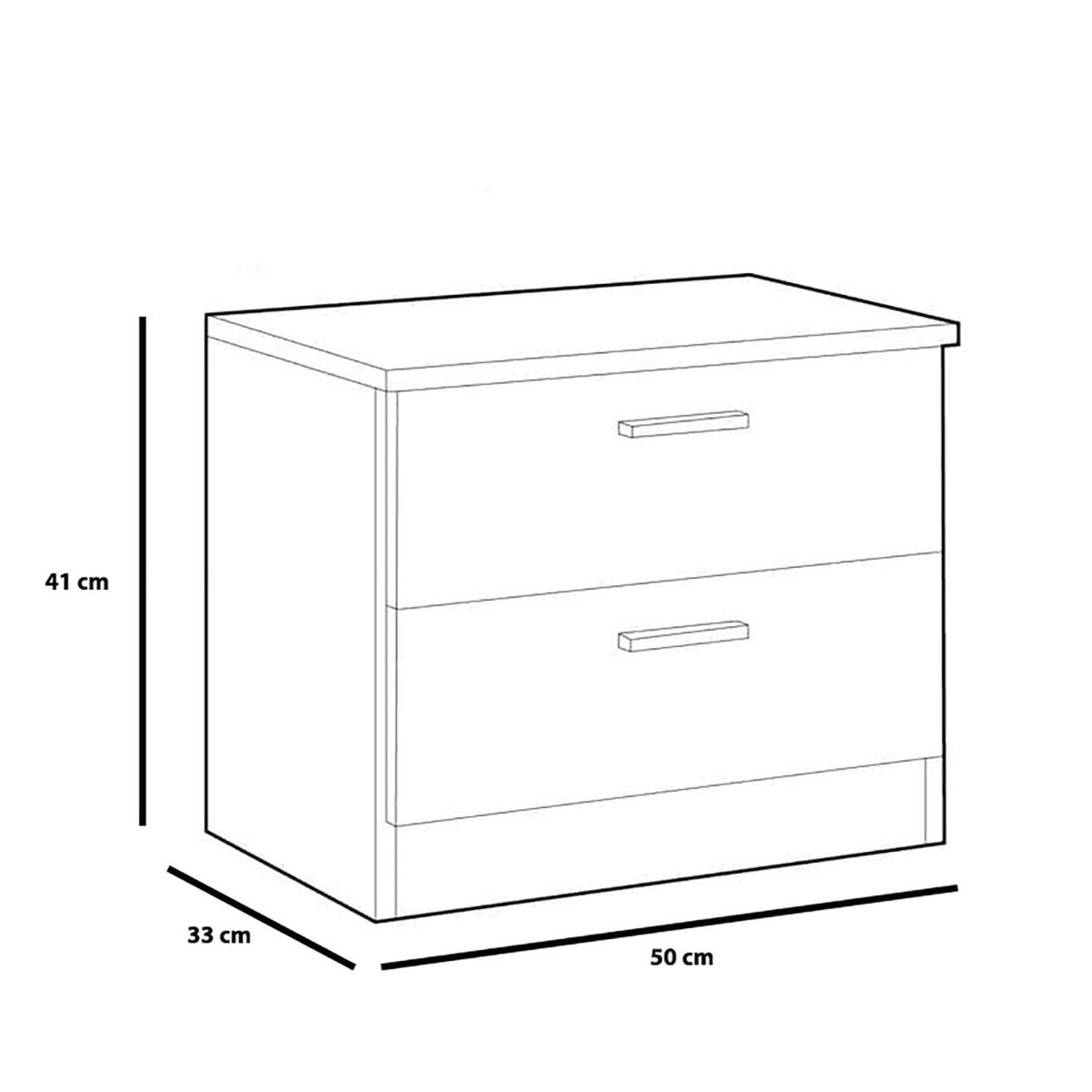 VS VENTA-STOCK Table de Chevet Dublin 2 tiroirs en Couleur Blanc, Guides métalliques
