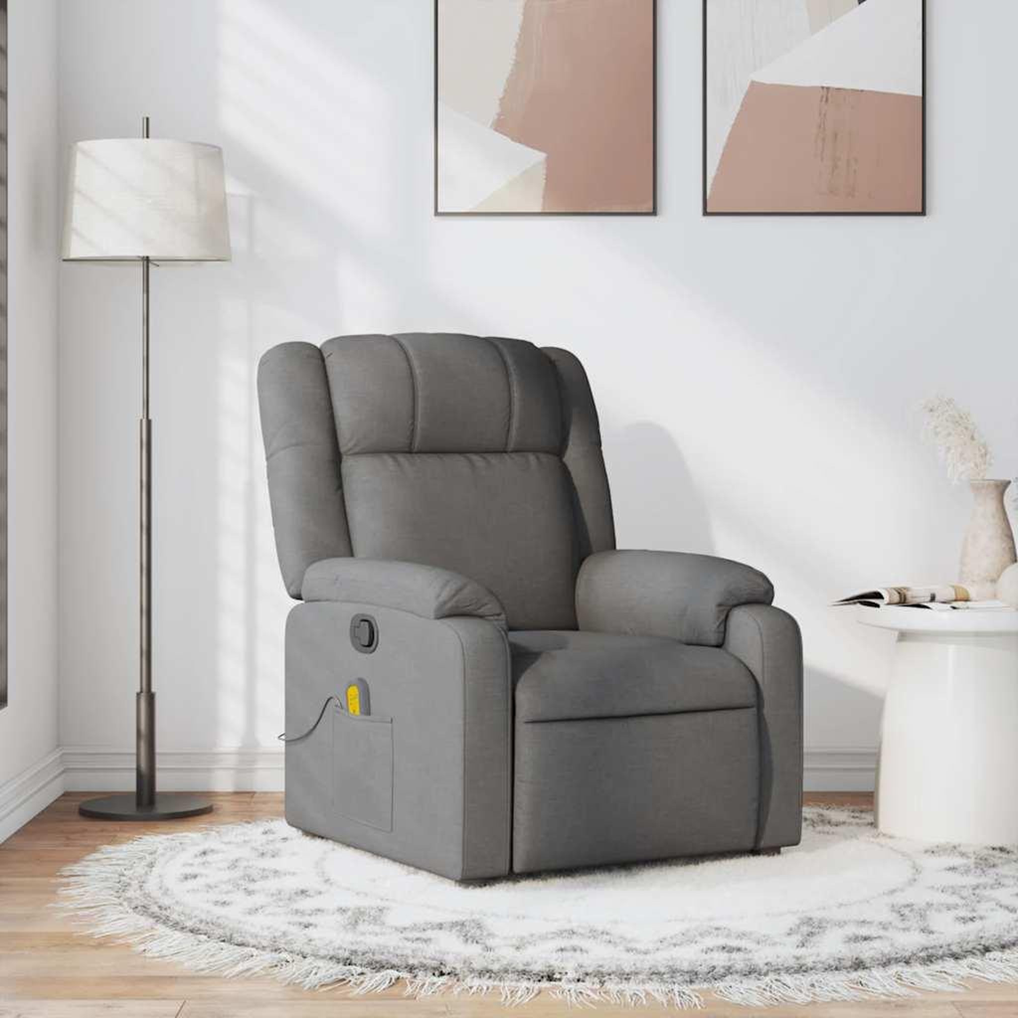 VIDAXL Fauteuil de massage inclinable Gris fonce Tissu