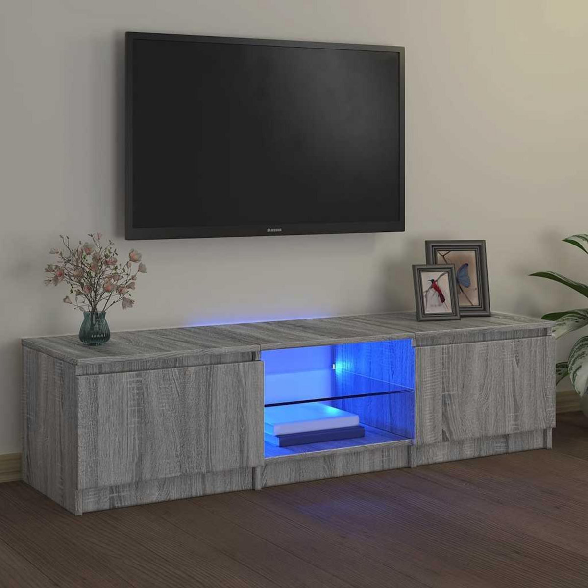 VIDAXL Meuble TV avec lumieres LED Sonoma gris 140x40x36 cm