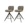 Voir la diapositive 1 : LISA DESIGN Arani - lot de 2 tabourets de bar pivotants - en tissu bouclette taupe