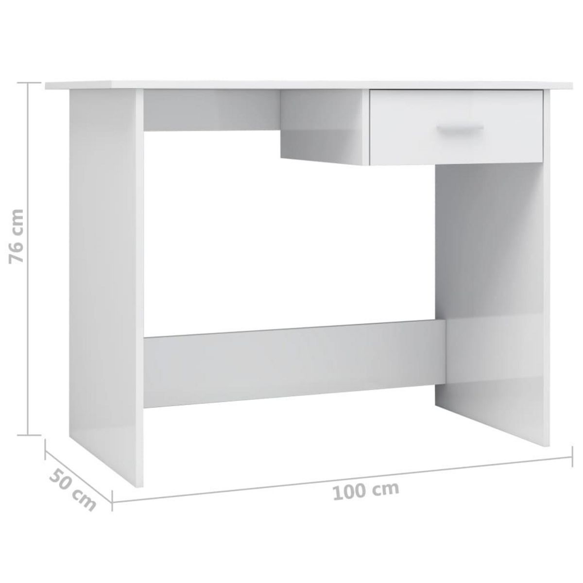 VIDAXL Bureau Blanc brillant 100x50x76 cm Bois d'ingenierie