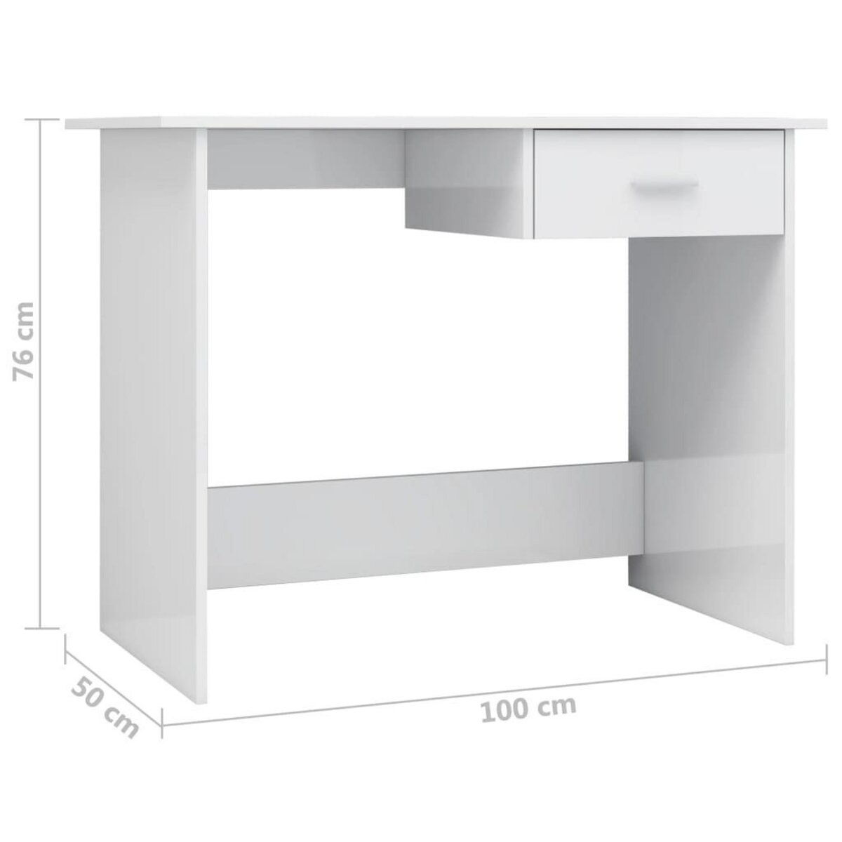 VIDAXL Bureau Blanc brillant 100x50x76 cm Bois d'ingenierie