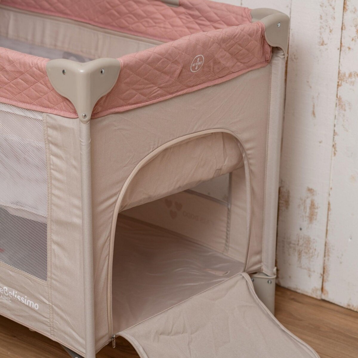 BEBELISSIMO BEBELISSIMO - Lit parapluie bébé - lit pliant - dès la naissance - Fais dodo  - table à langer et jouets - rose