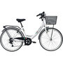 Voir la diapositive 1 : Vélo VTC 26'' City Rigide Femme Acier - 6 vitesses  - enjambement bas - Shimano - Panier avant - Porte bagages - garde boues et jantes en aluminium