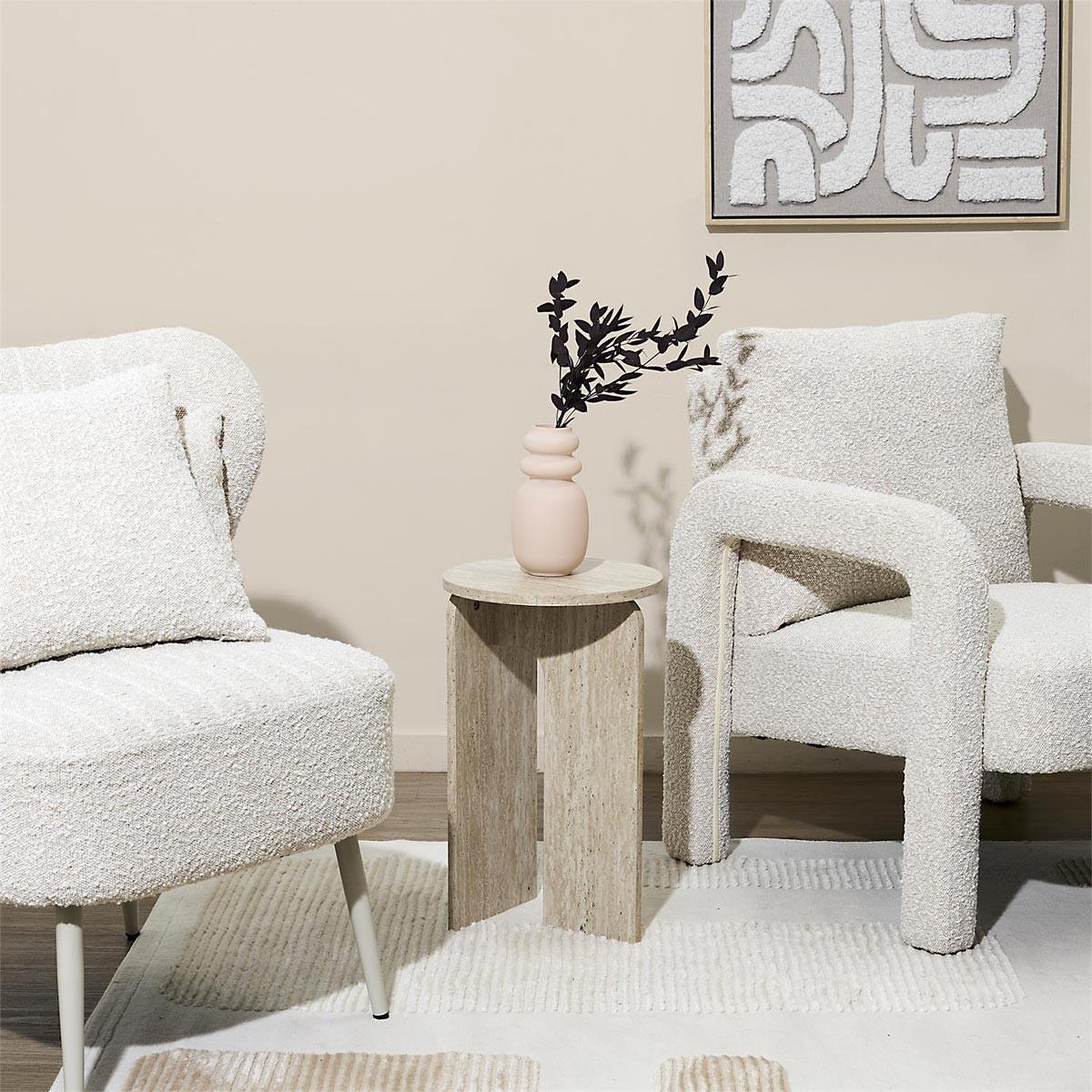 Voir la diapositive 5 : The Home Deco Factory Table d'appoint design  pietra  50cm beige
