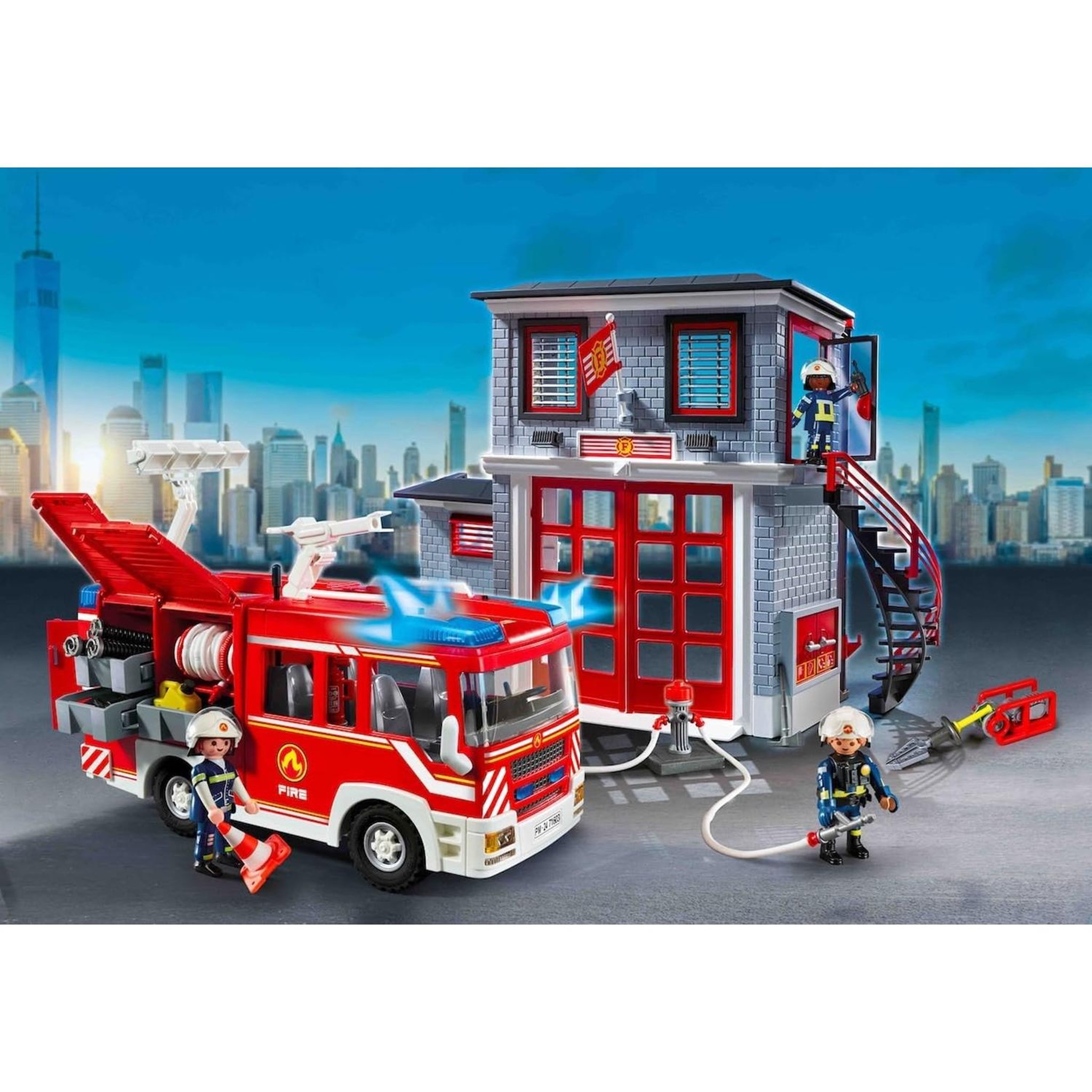 Voir la diapositive 3 : PLAYMOBIL Poste de pompiers avec camion d'intervention