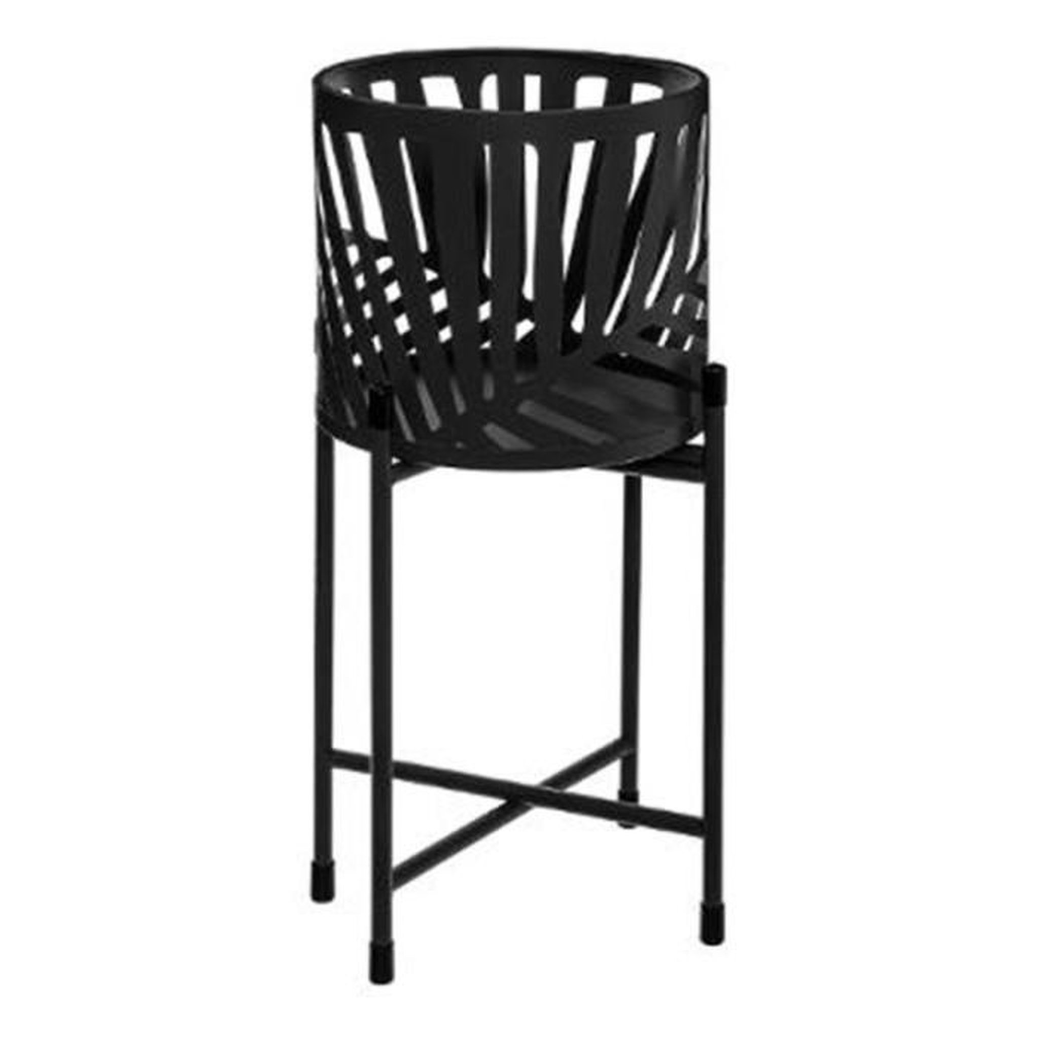 Voir la diapositive 3 : ATMOSPHERA Lot de 2 cache-pots en métal  leaf  54cm noir