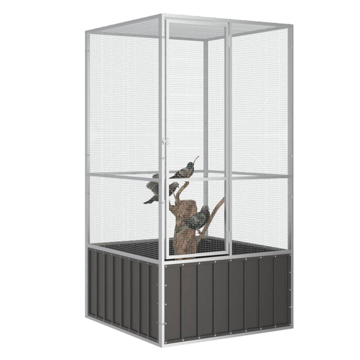 VIDAXL Cage a oiseaux Anthracite 111x107x211,5 cm Acier galvanise