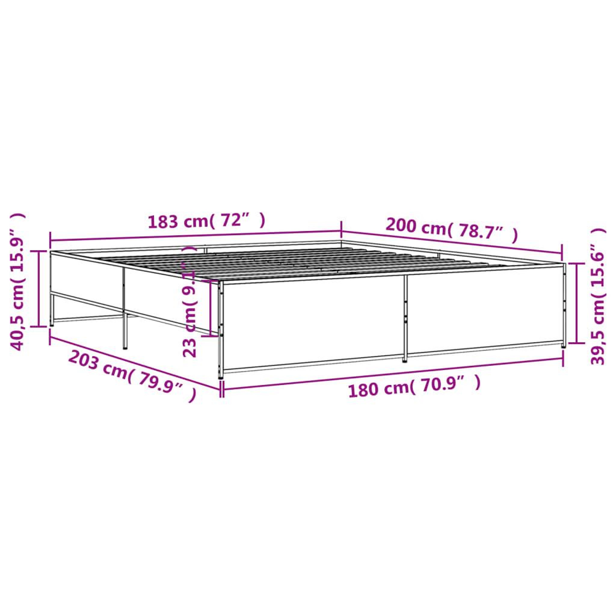 Voir la diapositive 6 : VIDAXL Cadre de lit sans matelas chene fume 180x200 cm