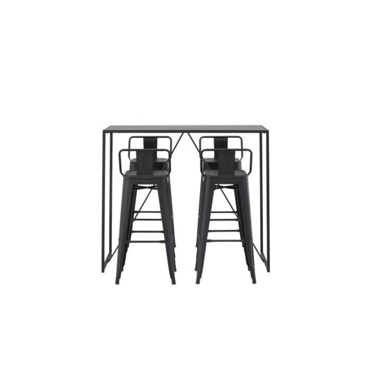 Paris Prix Ensemble Table de Bar & 4 Tabourets  Brea & Tempe  120cm Noir