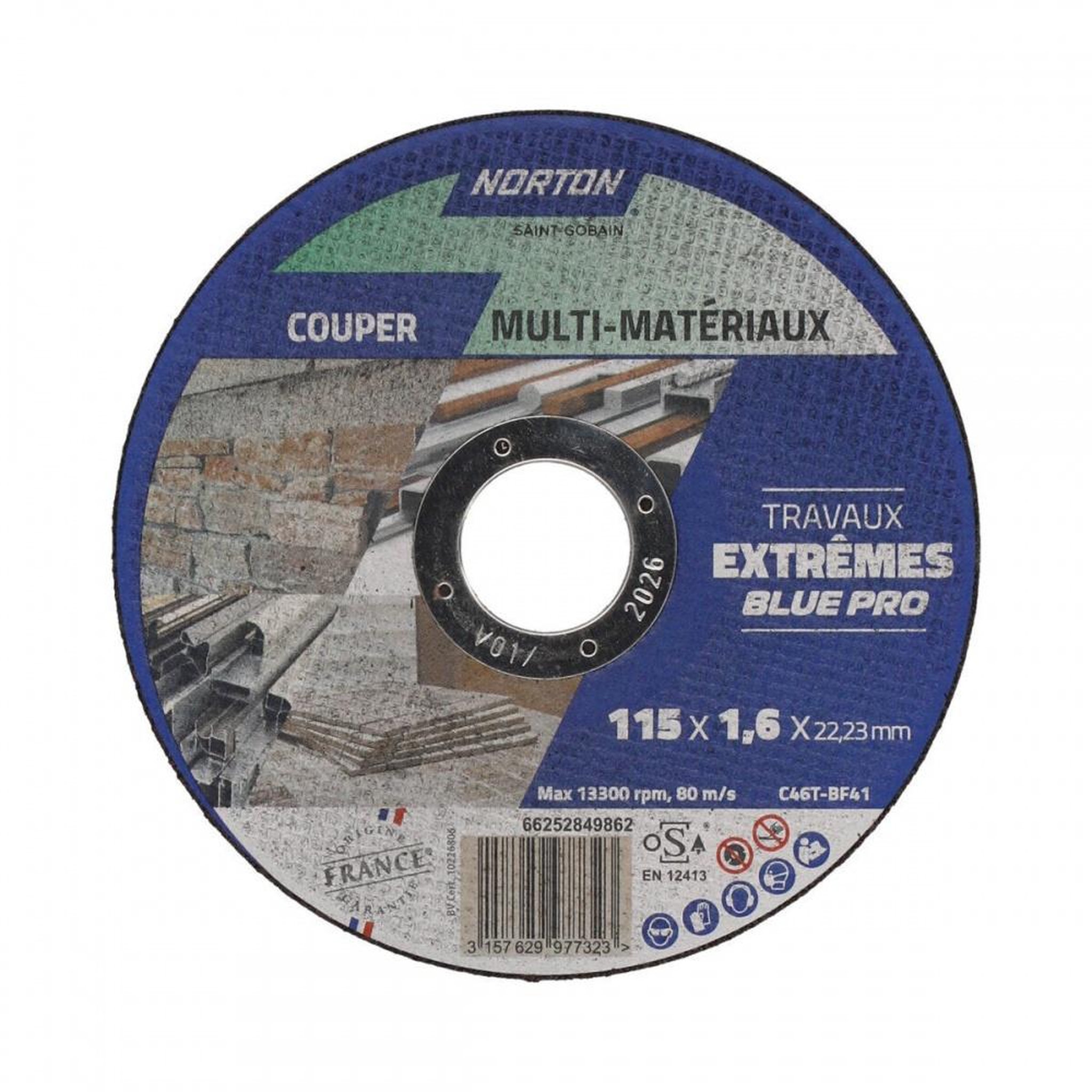 Norton Disque à tronçonner tous matériaux NORTON 115x1,6